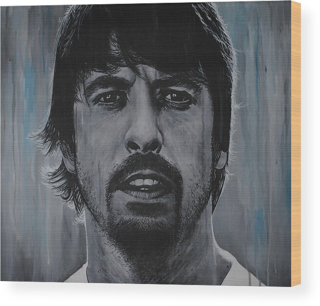 Dave Grohl Wood Print featuring the painting Dave Grohl by David Dunne