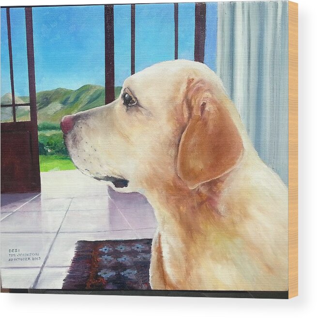 Golden Retriever Wood Print featuring the painting Desi by Tim Johnson