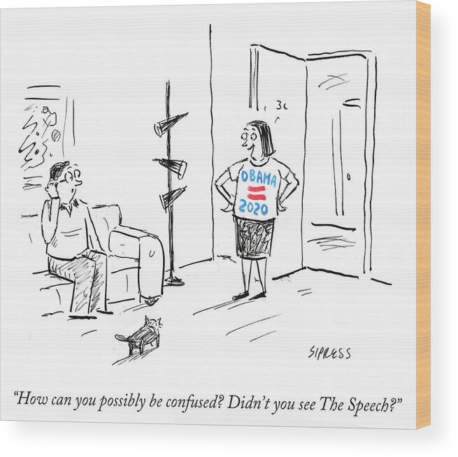 How Can You Possibly Be Confused? Did You See The Speech?' Wood Print featuring the drawing Didn't You See The Speech by David Sipress