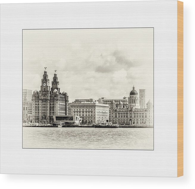 Liverpool Museum Wood Print featuring the photograph Ferry at Liverpool terminal by Spikey Mouse Photography