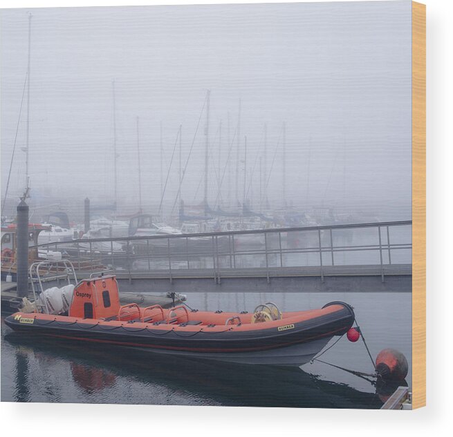 Anstruther Wood Print featuring the photograph Fog in Marina II by Elena Perelman