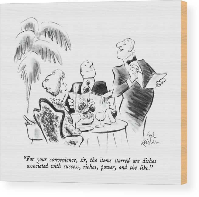 Dining Wood Print featuring the drawing For Your Convenience by Ed Fisher