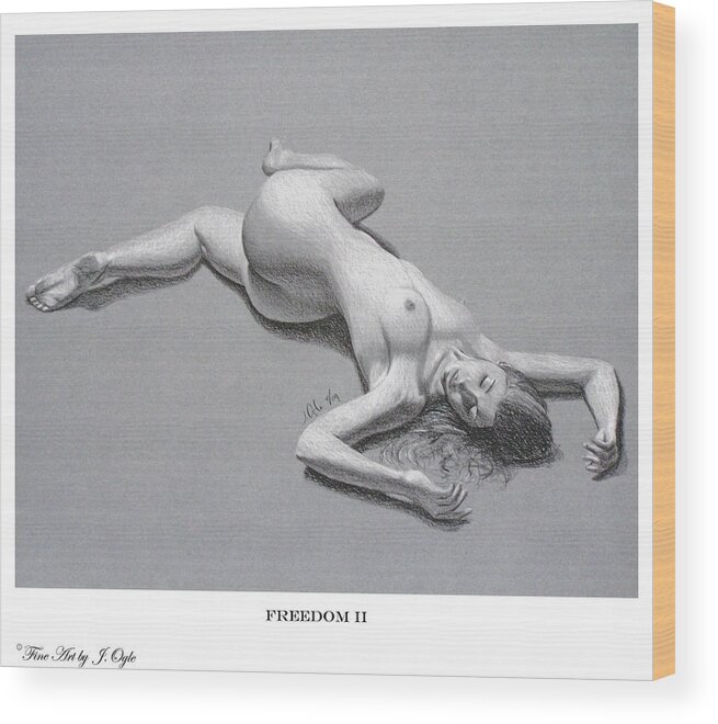 Nude Wood Print featuring the painting Freedom 2 print version by Joseph Ogle