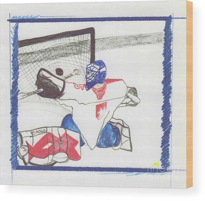 First Star Art Wood Print featuring the drawing Goalie by jrr by First Star Art