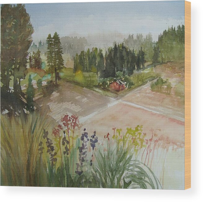 Scenery Wood Print featuring the painting Hog Hill by Karen Coggeshall