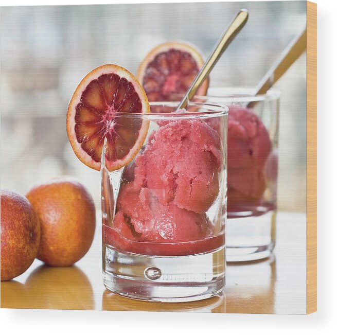 Orange Wood Print featuring the photograph Homemade Blood Orange Sorbet by Madlyinlovewithlife