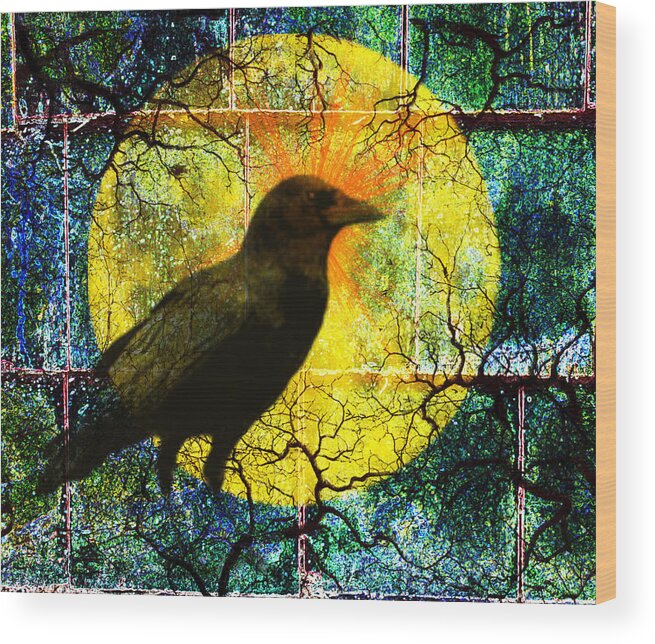 Crow Wood Print featuring the digital art In the Night by Nancy Merkle