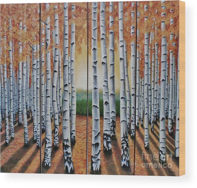 Trees Wood Print featuring the painting Light entrance by Paula Ludovino