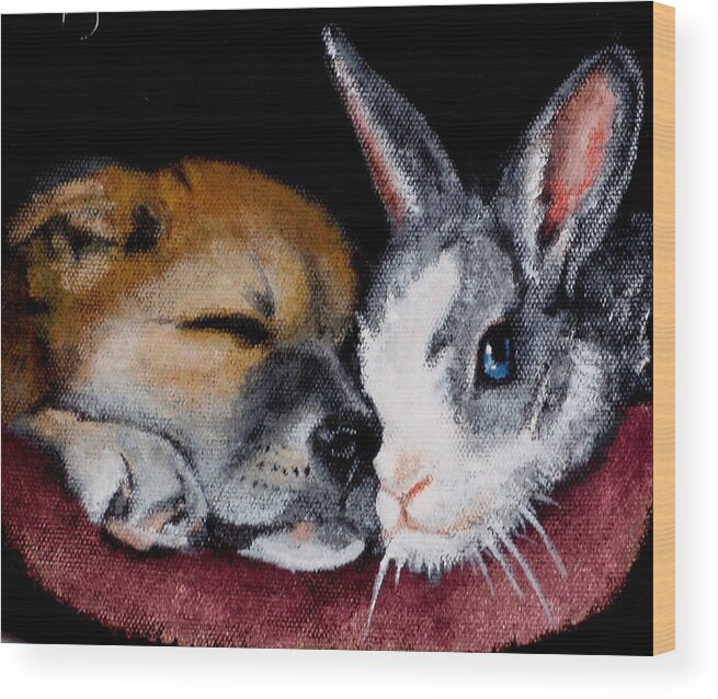 Puppy Wood Print featuring the painting Lucy and Oliver by Carol Russell
