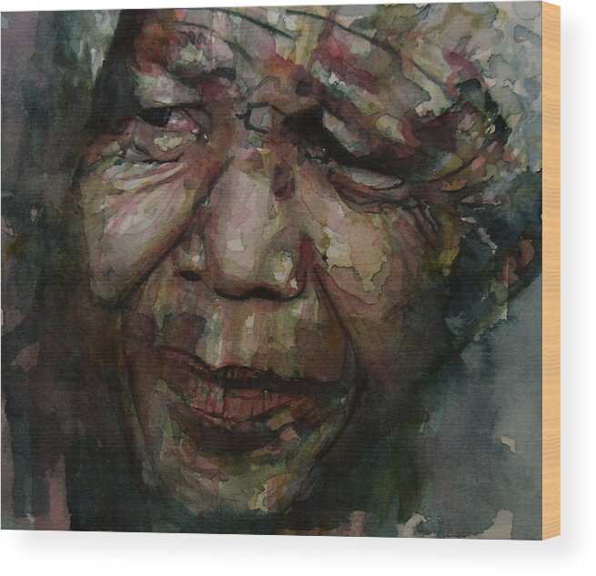 Mandela Wood Print featuring the painting Mandela  by Paul Lovering