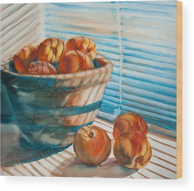 Peaches Wood Print featuring the painting Many Blind Peaches by Jani Freimann