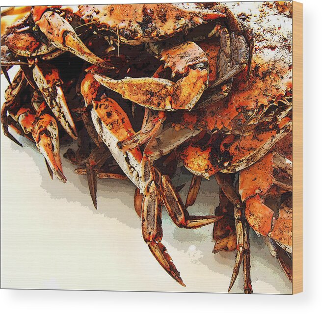 St Michaels Wood Print featuring the digital art Maryland Crabs by Ginger Wakem