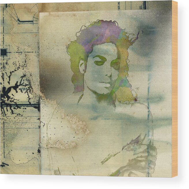 Feature Art Wood Print featuring the digital art Michael Jackson silhouette by Paulette B Wright