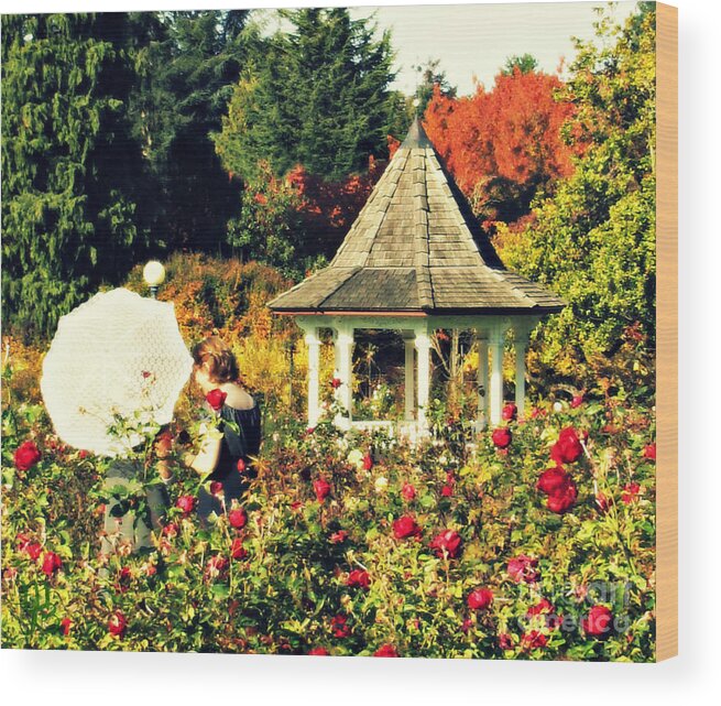 Monet Wood Print featuring the photograph Monet Inspired Ladies in the Garden by Mindy Bench
