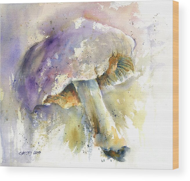 Mushroom Wood Print featuring the painting Moonlight Mushroom by Christy Lemp