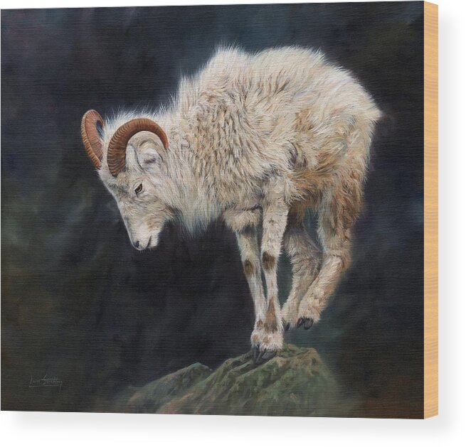 Mountain Goat Wood Print featuring the painting Mountain Goat by David Stribbling
