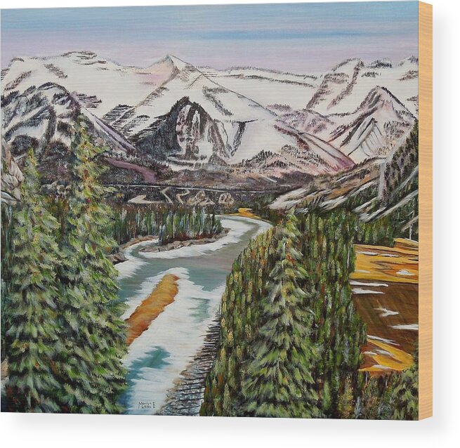Fairmount Banff Springs Golf Course Wood Print featuring the painting Mountain Spring - Banff Springs by Marilyn McNish