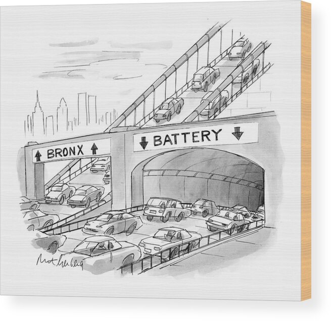 Automobiles - General Wood Print featuring the drawing New Yorker September 20th, 1999 by Mort Gerberg