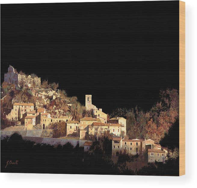 Landscape Wood Print featuring the painting Paesaggio Scuro by Guido Borelli