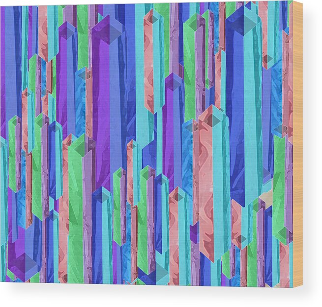 Pastel Wood Print featuring the digital art Pastel Crystal Towers by Deborah Smith