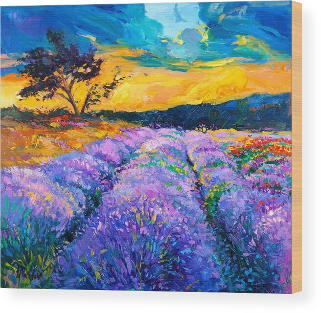 Oil Wood Print featuring the painting Purple scene by Ivailo Nikolov