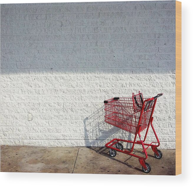 Tranquility Wood Print featuring the photograph Red Shopping Cart by Jimss
