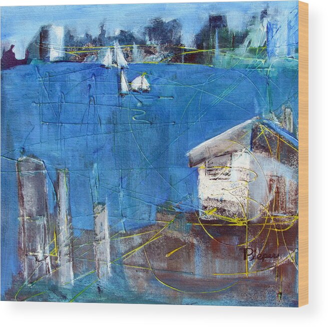 Clam Shack Wood Print featuring the painting Shack on the Bay by Betty Pieper