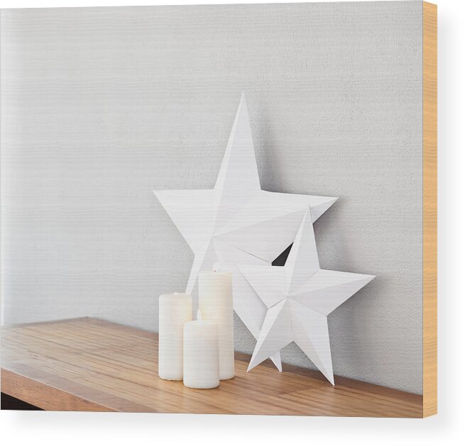 Apartment Wood Print featuring the photograph Stars And Candles by U Schade