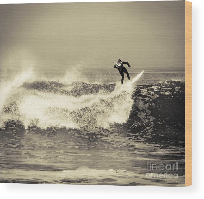 Surfing Wood Print featuring the photograph Surfing the lip by David Millenheft