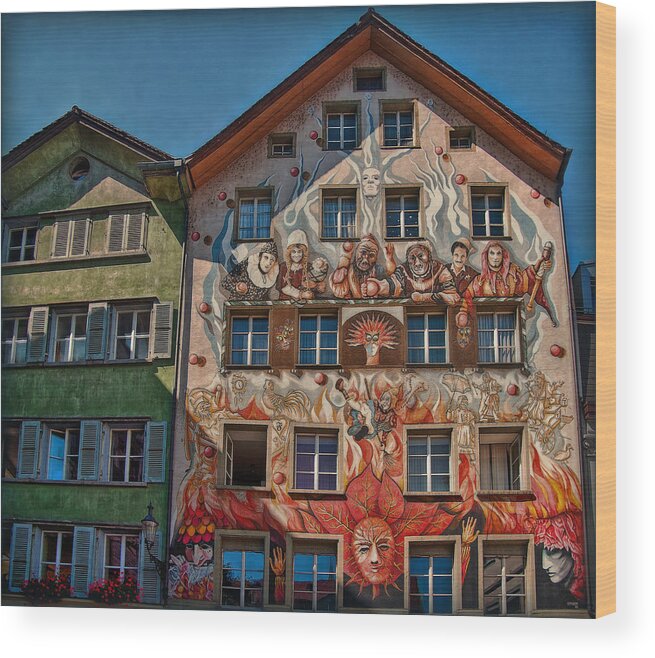 Switzerland Wood Print featuring the photograph The Carnival House by Hanny Heim