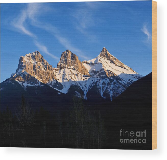 Three Sisters Mountain Peak Wood Print featuring the photograph The Three Sisters by Terry Elniski