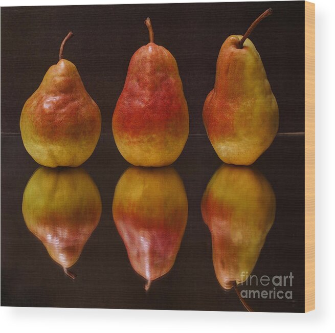 Three Wood Print featuring the photograph Three Pears by Jacklyn Duryea Fraizer