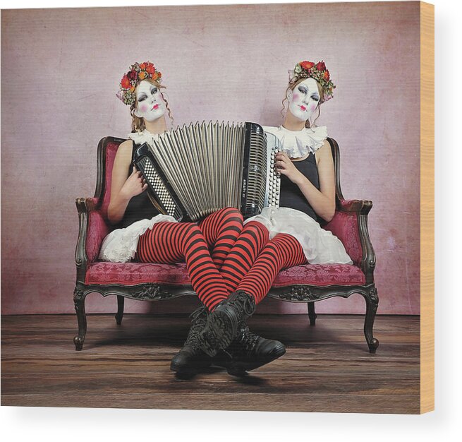 Portrait Wood Print featuring the photograph Twins by Monika Vanhercke