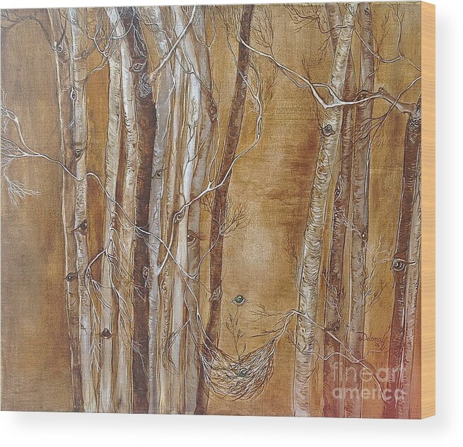 Original White Trees Prints Wood Print featuring the painting Unseen by Delona Seserman