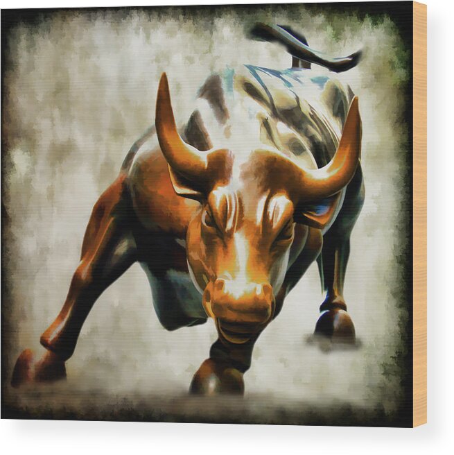 Wall Street Bull Wood Print featuring the photograph Wall Street Bull by Athena Mckinzie