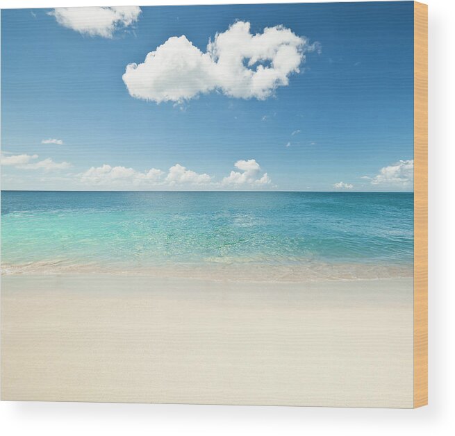 Water's Edge Wood Print featuring the photograph White Sandy Caribbean Beach by Guvendemir