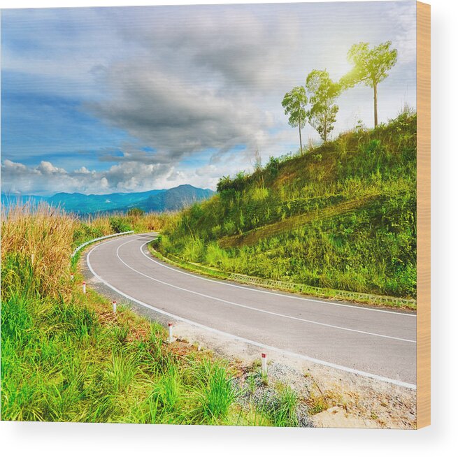 Road Wood Print featuring the photograph Mountain road #2 by MotHaiBaPhoto Prints