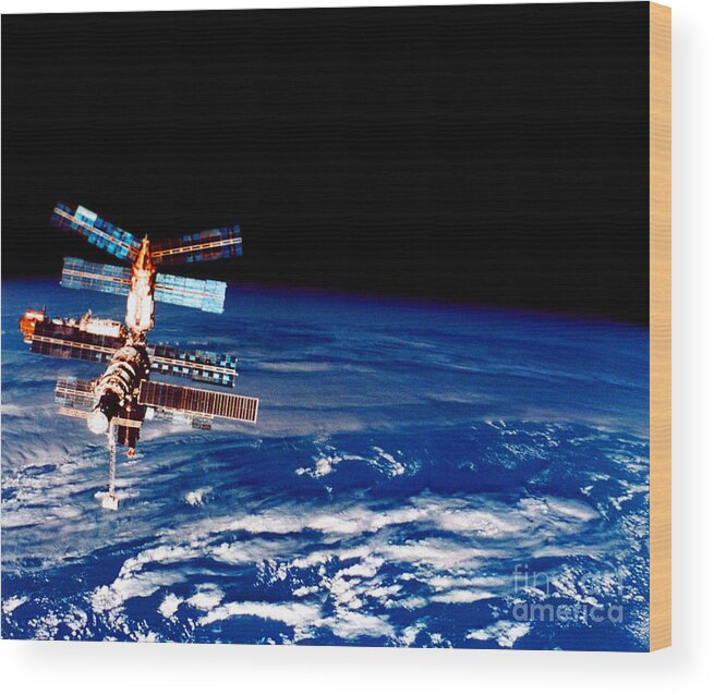Space Shuttle View Wood Print featuring the photograph Mir Space Station #5 by Nasa