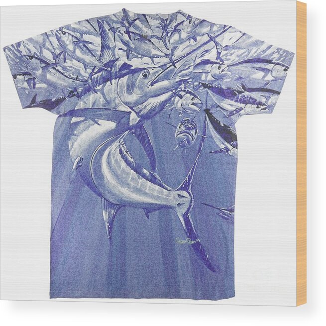 Marlin Wood Print featuring the digital art Carey Chen mens marlin shirt by Carey Chen