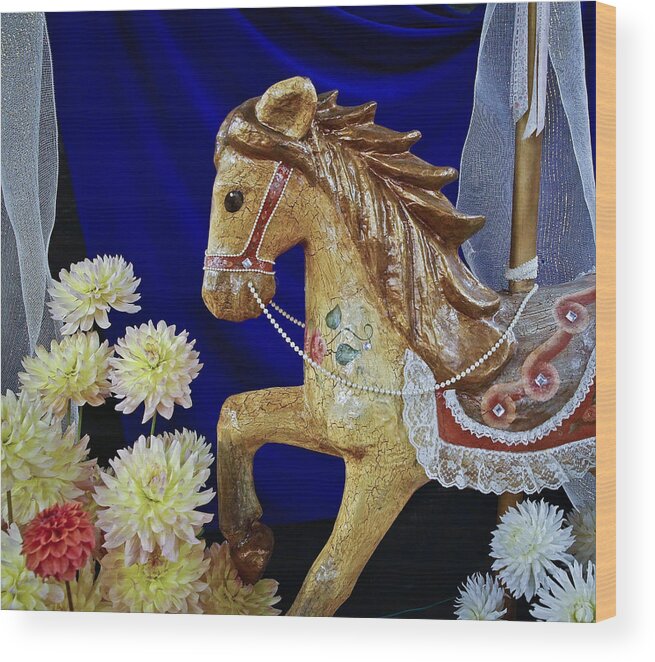 Carousel Horses Wood Print featuring the photograph Carousel Horse by Steve McKinzie