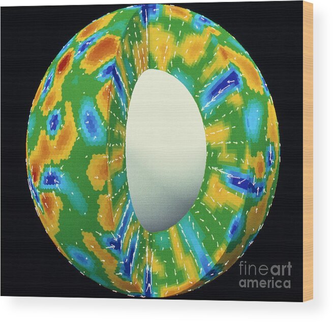 Computer Model Wood Print featuring the photograph Computer Model Of Earth With Hot by Los Alamos National Laboratory