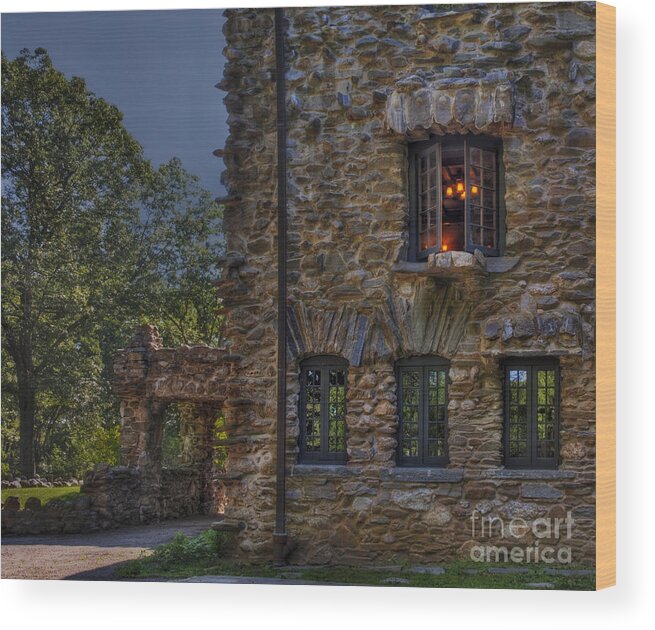 Gillete Castle Wood Print featuring the photograph Gillette Castle exterior HDR by Susan Candelario