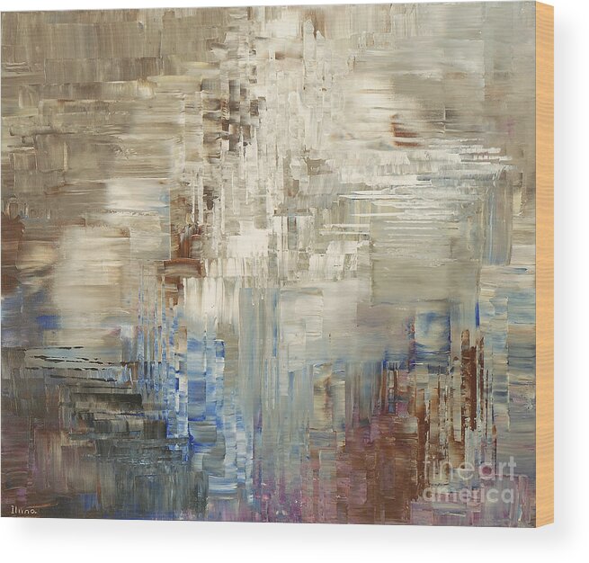 Abstract Wood Print featuring the painting Glaciology by Tatiana Iliina