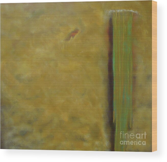 Abstract Wood Print featuring the painting Gold Inspiration by Monika Shepherdson