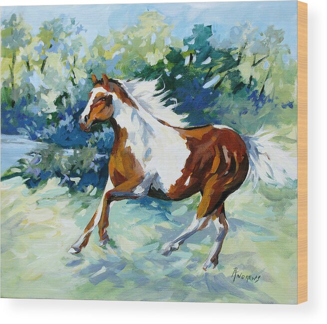 Horse Wood Print featuring the painting Sun Dance by Rae Andrews