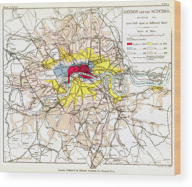 1881 Wood Print featuring the painting Map Of London, 1881 #0006486 by Granger