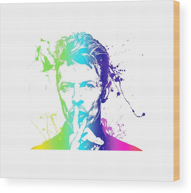Bowie Wood Print featuring the digital art David Bowie #1 by Chris Smith
