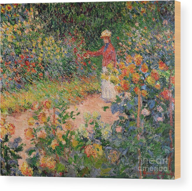 Garden Wood Print featuring the painting Garden at Giverny by Claude Monet