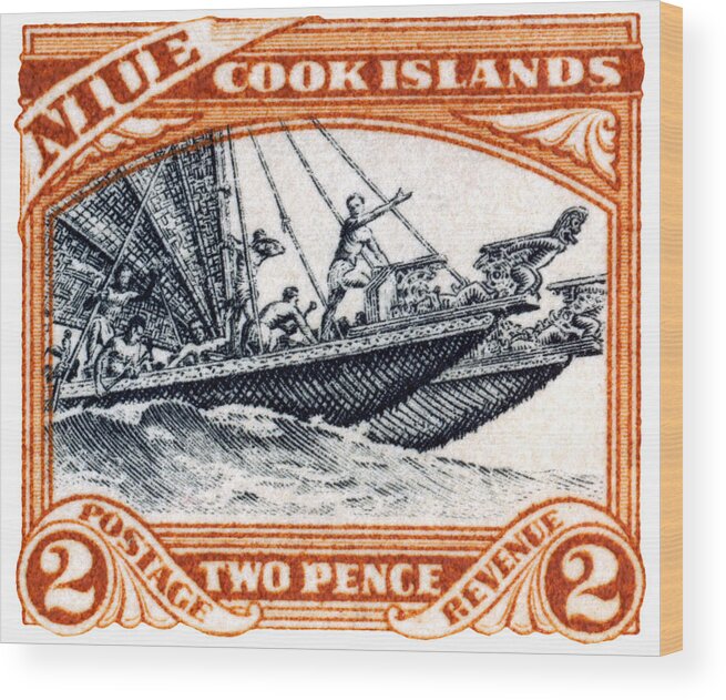 Niue Island Wood Print featuring the painting 1932 Niue Island Stamp by Historic Image