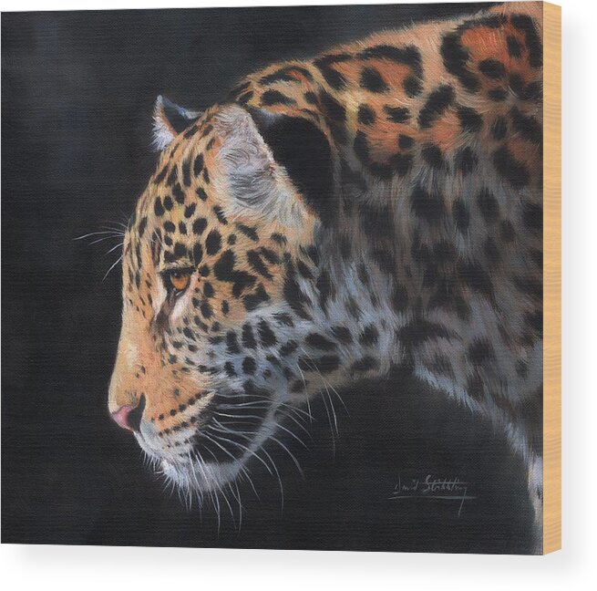 Jaguar Wood Print featuring the painting South American Jaguar #2 by David Stribbling